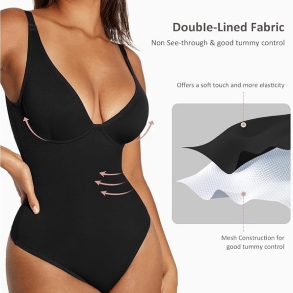 FeelinGirl Shapewear Bodysuit Women Tummy Control Deep V Neck Thong NWT L - Picture 3 of 11